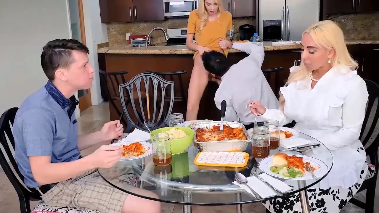 Family dinner turns into a small orgy