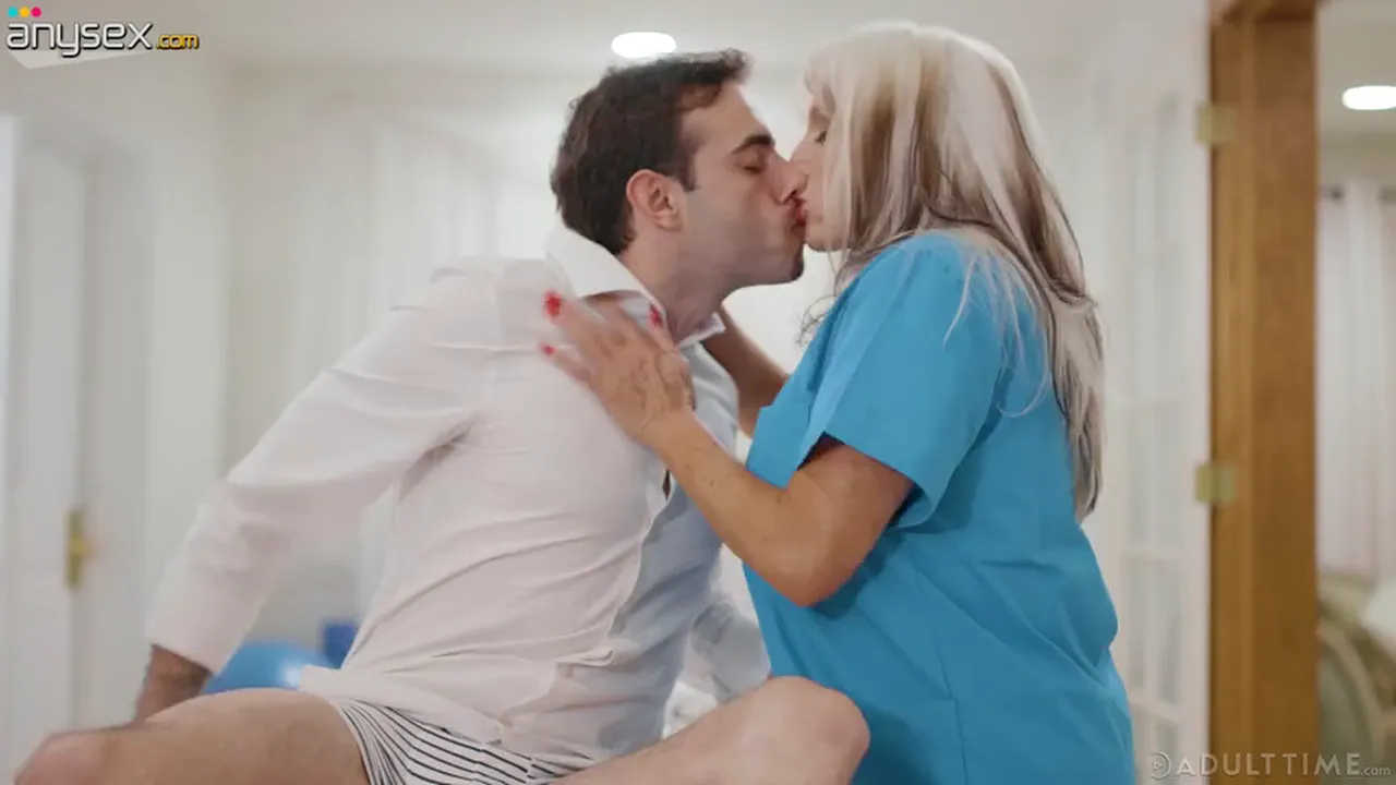 Mature nurse Sally Dangelo blows young patient before having hardcore cowgirl sex