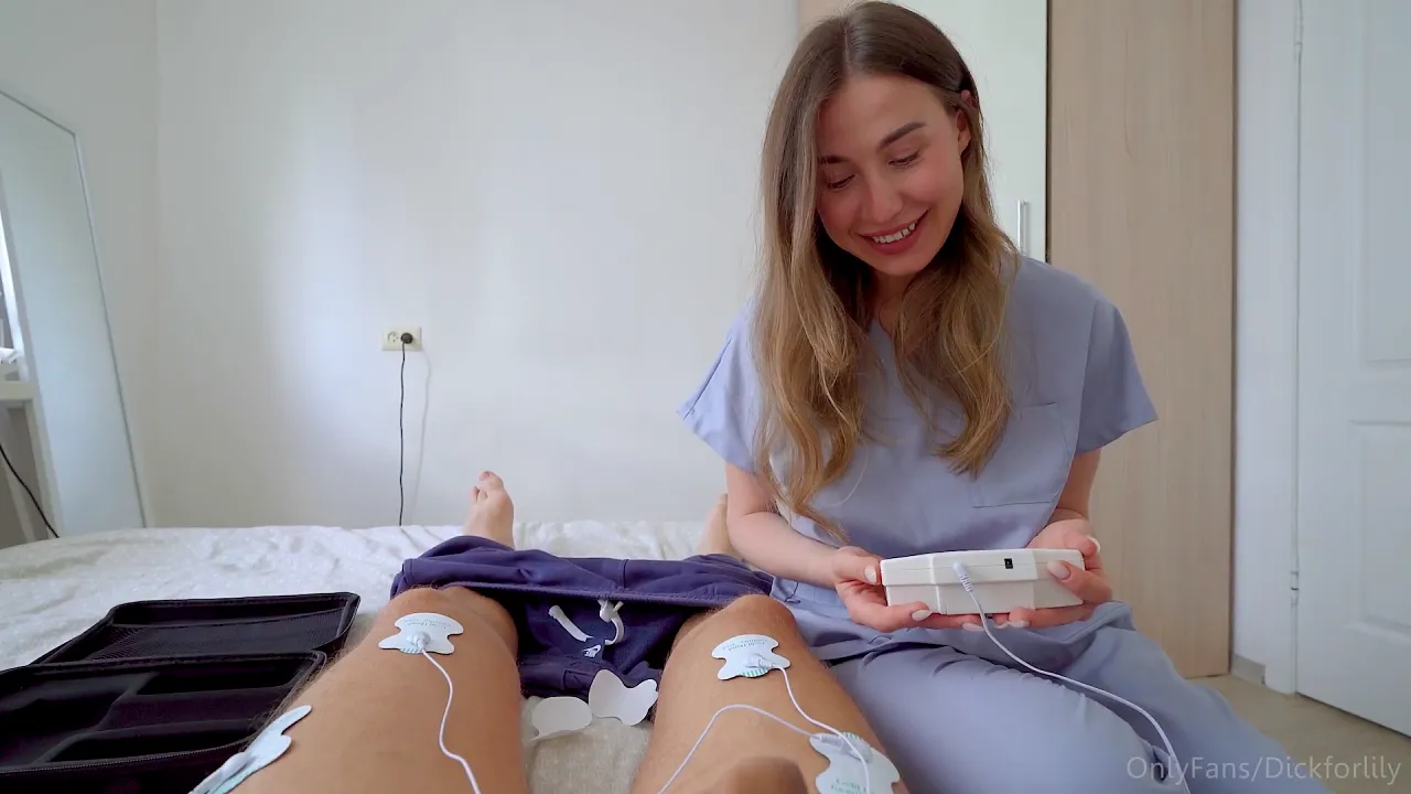 Brunette private nurse gets POV blowjob and fucked hard, cums on her face
