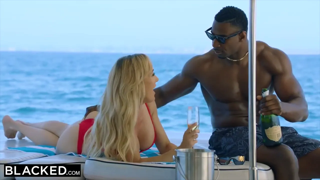 Rich MILF Brandi Love rides big black cock in doggystyle and missionary on a boat in open