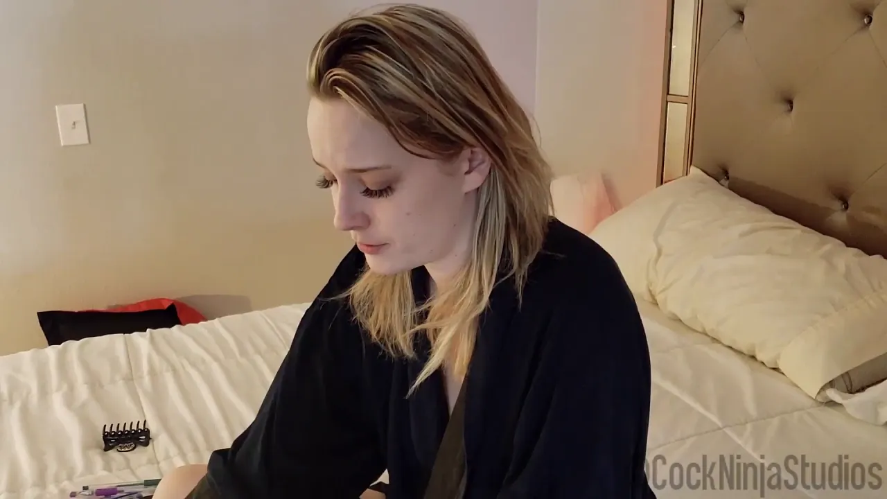 Blonde MILF and her stepson have taboo New Year's resolution fun at Cock Ninja Studios