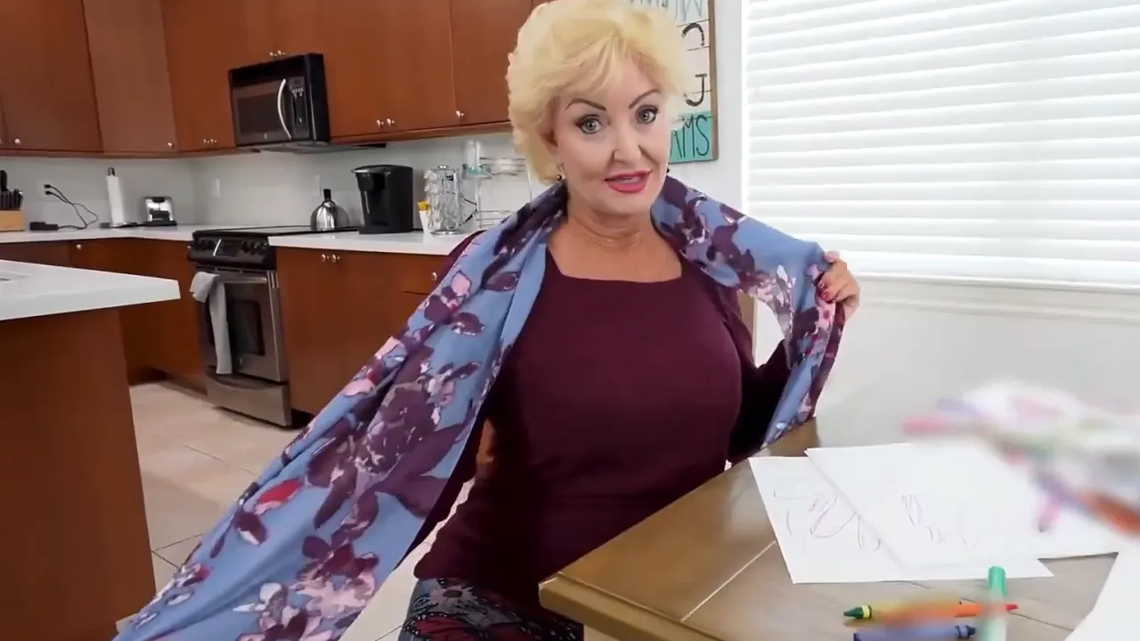 Mature blonde step-granny pleases her step-grandson on holiday POV