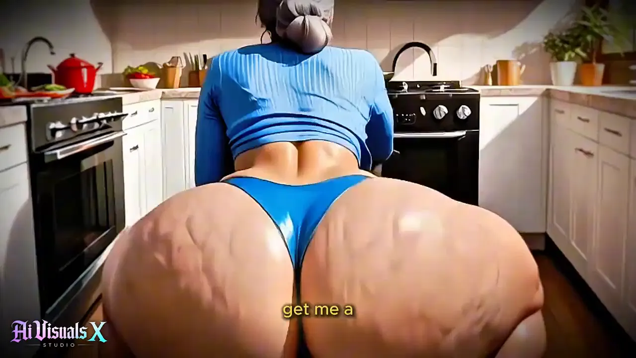 AI-generated 3D granny with big ass gives blowjob and anal